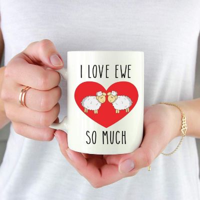 Pun Coffee Mug I Love Ewe So Much, Sheep Image 1