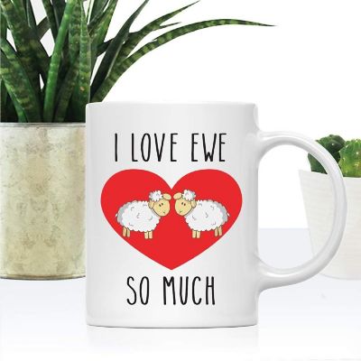 Pun Coffee Mug I Love Ewe So Much, Sheep Image 1