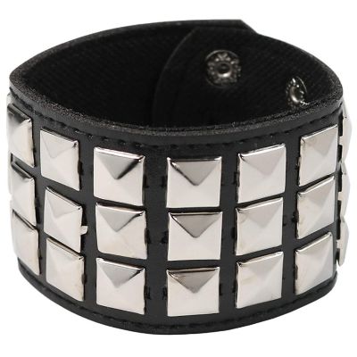 Punk Leather Stud Bracelet - Leather Cuff Biker Bracelet with Studs for Men, Women and Kids Image 1