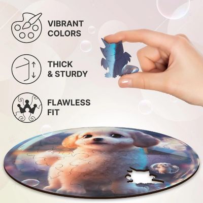 Puppy Bubblezz Round 30 Piece Wooden Jigsaw Puzzle Image 3