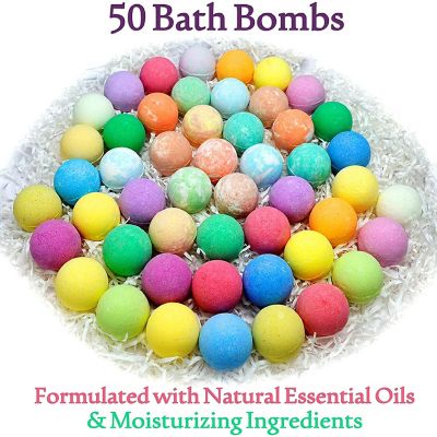 Pure Parker - 50 Natural Bath Bombs Gift Set. Essential Oils, Moisturizing, Sulfate Free Image 2