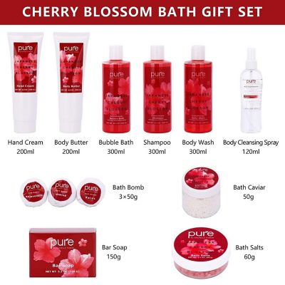 Pure Parker Cherry Spa Gift Basket Bath and Body Gift Set Image 1