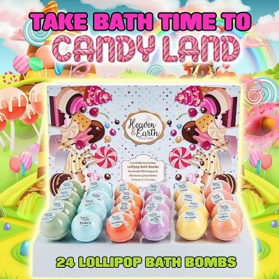 Pure Parker - Kids 24 Lollipop Bath Bombs Gift Set. Natural Bath Fizzies Moisturizing Bath Bombs to Make Bath Time Fun! Perfect Party Favors for Kids, Carnival Prizes Image 2