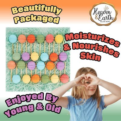 Pure Parker - Kids 24 Lollipop Bath Bombs Gift Set. Natural Bath Fizzies Moisturizing Bath Bombs to Make Bath Time Fun! Perfect Party Favors for Kids, Carnival Prizes Image 3