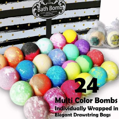 Purelis - 24 Bath Bombs Gift Set. Individually Wrapped in Mesh Bags. Party Favors, Wedding Favors Image 1