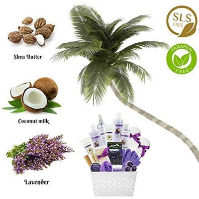Purelis Luxurious Lavender & Coconut Milk 20-Piece Spa Bath & Body Gift Basket Set Image 3