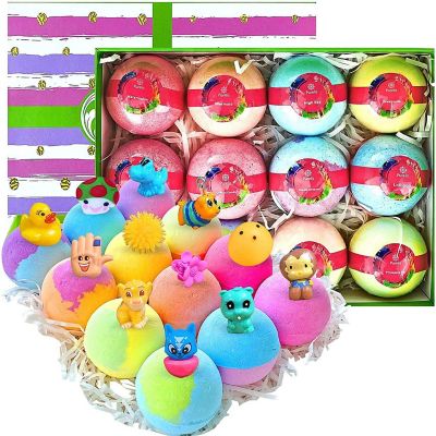 Purelis Natural 12 Bath Bombs for Kids with Toys Inside! Gift Set for Boys & Girls! Safe Ingredients Image 2