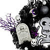 Purple and Black Spooky Skeleton Pine Halloween Wreath  24-Inch  Unlit Image 2