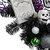Purple and Black Spooky Skeleton Pine Halloween Wreath  24-Inch  Unlit Image 3