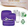 Purple Flat Rounded Square Disposable Plastic Dinnerware Value Set (20 Settings) Image 3