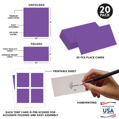 Purple Table Tent Place Cards 20-Pack Image 1