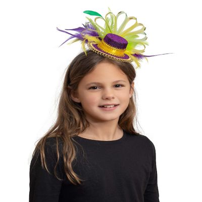 Purple Top Hat Headband - Mardi Gras Mini Hat Dress Up Hair Costume Accessories Head Band for Women and Children Image 2