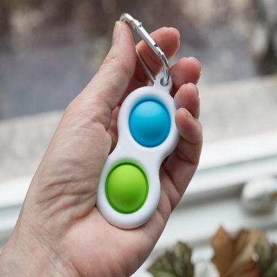 Push Pop Toy 2-Button Keychain  Blue/Green Image 1