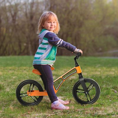 Qaba 12 Lightweight Kids Balance Bike Adjustable Seat and Handlebar No Pedal Bicycle with Footrest Magnesium Alloy Toddler Training for 2-5 Years Orange 