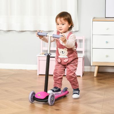 Qaba 3 in 1 Kids Scooter Sliding Walker Push Rider w/Removable Seat 2-6yr Pink Image 2