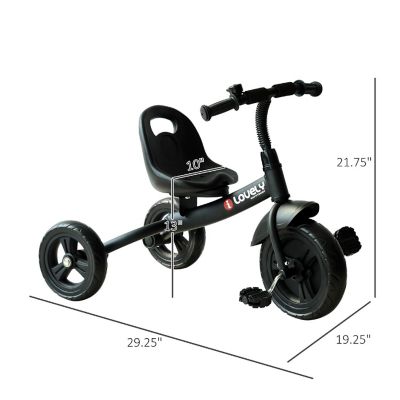 Qaba 3 Wheel Recreation Ride On Toddler Tricycle With Bell Indoor / Outdoor    Black Image 2