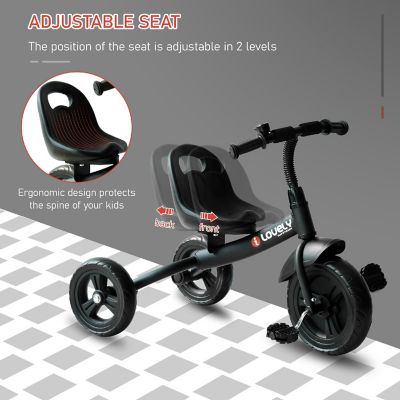 Qaba 3 Wheel Recreation Ride On Toddler Tricycle With Bell Indoor / Outdoor    Black Image 3