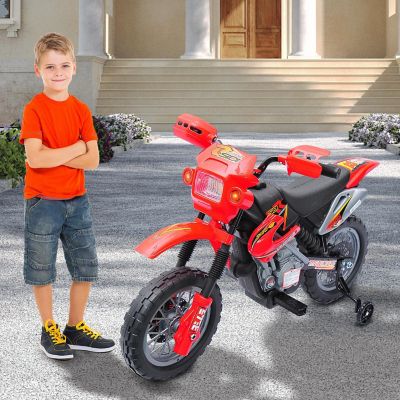 Qaba 6V Motorcycle Electric Ride On w/Training Wheels Red Image 1