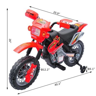 Qaba 6V Motorcycle Electric Ride On w/Training Wheels Red Image 2