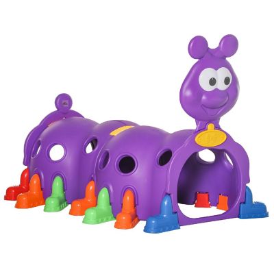 Qaba Caterpillar Climbing Tunnel for Kids Climb N Crawl Toy Indoor and Outdoor Toddler Play Structure for 3 6 Years Old Purple Image 1