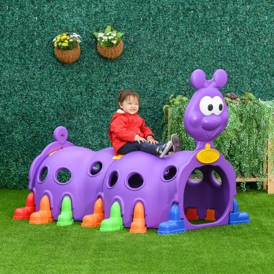 Qaba Caterpillar Climbing Tunnel for Kids Climb N Crawl Toy Indoor and Outdoor Toddler Play Structure for 3 6 Years Old Purple Image 1