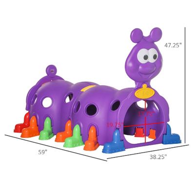 Qaba Caterpillar Climbing Tunnel for Kids Climb N Crawl Toy Indoor and Outdoor Toddler Play Structure for 3 6 Years Old Purple Image 3