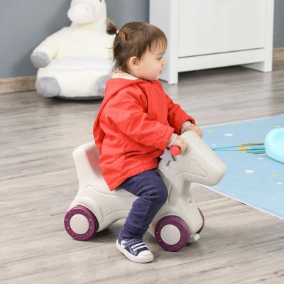 Qaba Kids 2 in 1 Rocking Horse and Sliding Car Indoor Outdoor w/Detachable Base Image 2