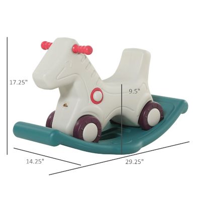 Qaba Kids 2 in 1 Rocking Horse and Sliding Car Indoor Outdoor w/Detachable Base Image 3