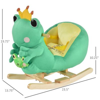 Qaba Kids Ride On Rocking Horse Toy Frog Style Rocker with Fun Music Seat Belt and Soft Plush Fabric Hand Puppet for Children 18 36 Months Image 2