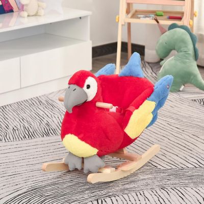 Qaba Kids Ride On Rocking Horse Toy Parrot Style Rocker with Fun Music and Soft Plush Fabric for Children 18 36 Months Image 1