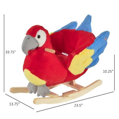 Qaba Kids Ride On Rocking Horse Toy Parrot Style Rocker with Fun Music and Soft Plush Fabric for Children 18 36 Months Image 2