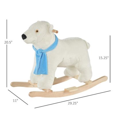 Qaba Kids Ride On Rocking Horse with Soft Polar Bear Body Fun Roaring Sound and Safety Handlebars/Footrests Image 2