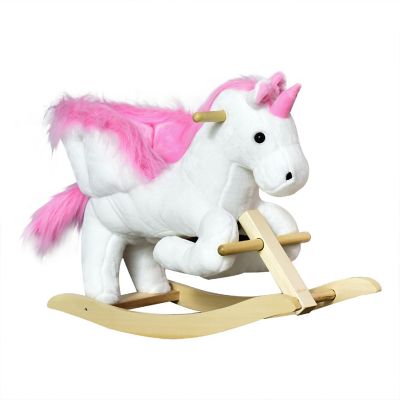 Qaba Kids Rocking Horse Plush Unicorn w/Lullby Song 18-36Mo Image 1