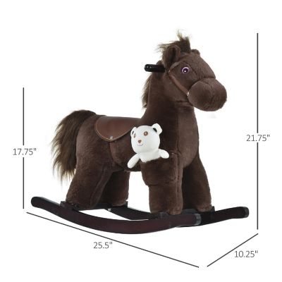 Qaba Plush Rocking Horse with Bear and Realistic Sounds Brown Image 2