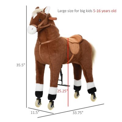Qaba Ride On Walking Horse w/Easy Rolling Wheels 5-16yr Image 2