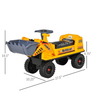 Qaba Toddler Ride On Construction Front Loader Tractor Excavator w/ Digging Bucket Yellow Image 2