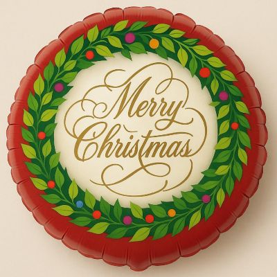 Qualatex - 18" - Multicolour - Christmas Wreath Foil Balloon Image 1