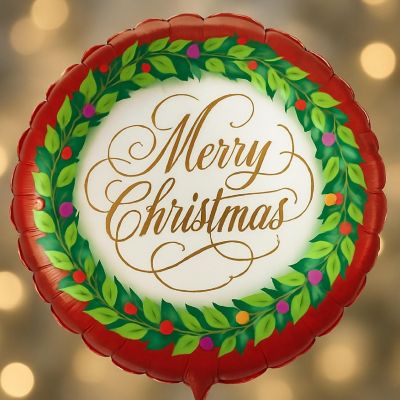 Qualatex - 18" - Multicolour - Christmas Wreath Foil Balloon Image 2