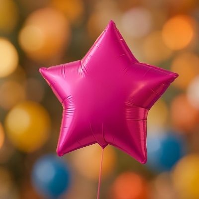 Qualatex - 4" - Hot Pink - Magenta Star Foil Image 2