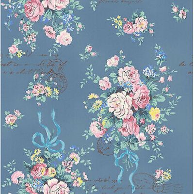Quilt Gate Dk Blue Blooming Rose Lg Bouquet Cotton Fabric Image 1