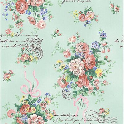 Quilt Gate Green Blooming Rose Lg Bouquet Cotton Fabric Image 1
