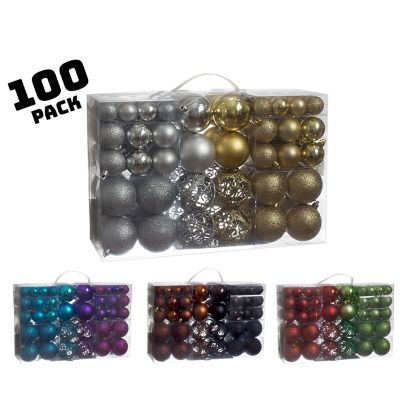 R N' D Toys 100 Gold And Silver Christmas Ornament Balls with Hooks Image 3