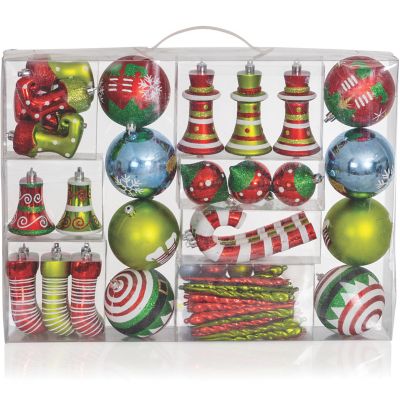 R N' D Toys Christmas Elves Shatterproof Balls and Elven Hanging Ornaments - 67 Piece Set Image 1