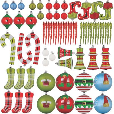 R N' D Toys Christmas Elves Shatterproof Balls and Elven Hanging Ornaments - 67 Piece Set Image 1