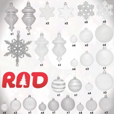 R N' D Toys Christmas Snowflake Ball Ornaments with Hooks White & Silver 76 Piece Image 1