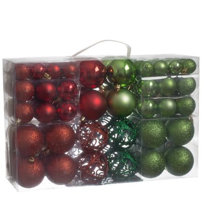 R N' D Toys Red And Green Christmas Ornament Balls and Hooks 100 Pieces Image 1