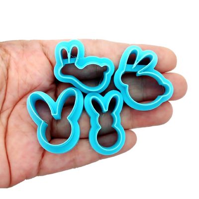 Rabbit Clay Cutter Set, 4 Easter Bunny Shapes Image 1