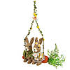 Rabbits on Carrot-Shaped Swing Easter Hanging Decoration - 17" Image 1
