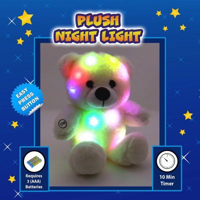 Rainbow Lites LED Light Up White Teddy Bear Glow Plush Stuffed Animal 12 inch Image 2