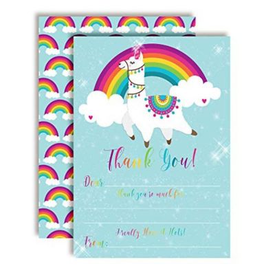 Rainbow Llama Thank You 20pc. by AmandaCreation Image 1